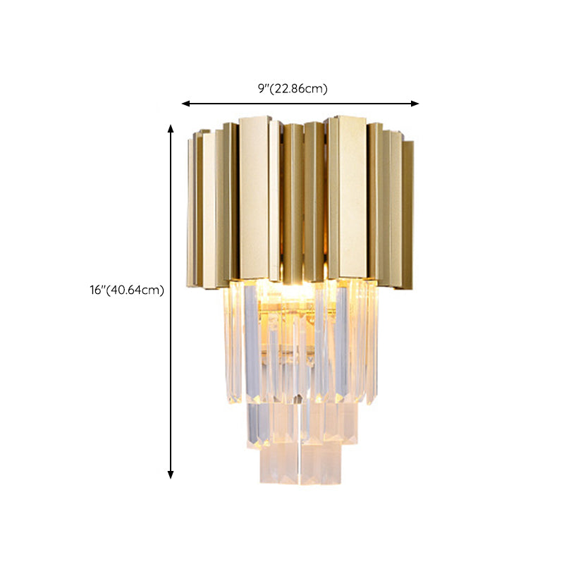 Crystal Geometric Shape Wall Light Modern Style 2-Lights Wall Light Sconce in Gold