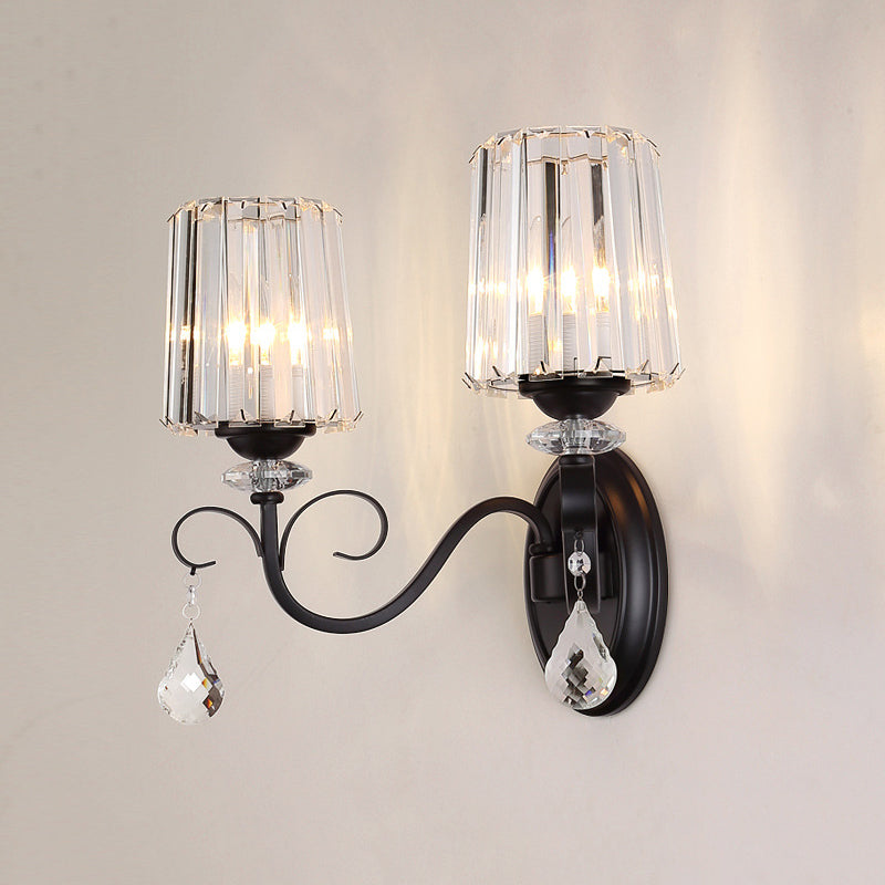 Crystal Geometric Shape Wall Light Modern Style 1/2 Light Wall Light Sconce in Black