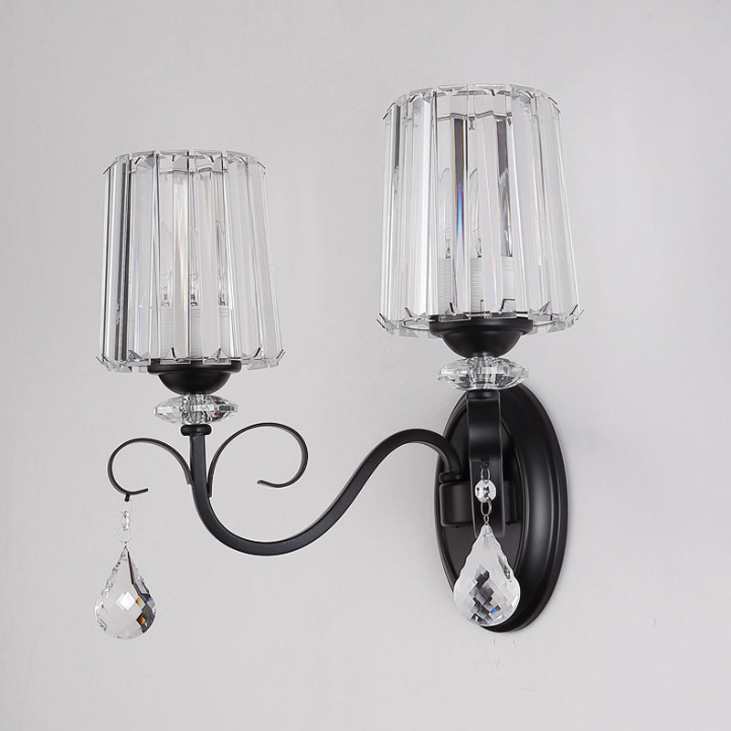 Crystal Geometric Shape Wall Light Modern Style 1/2 Light Wall Light Sconce in Black