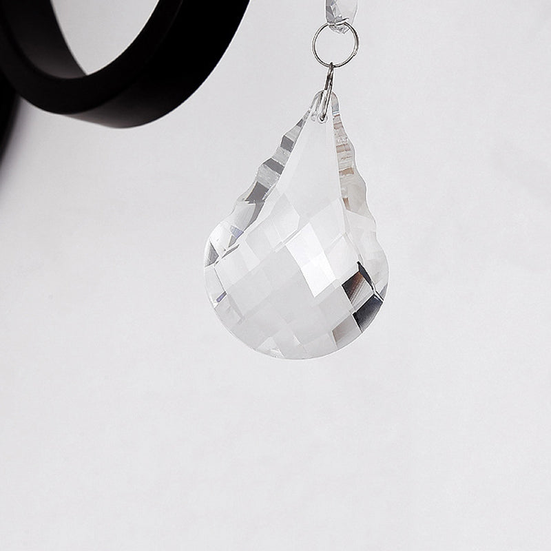 Crystal Geometric Shape Wall Light Modern Style 1/2 Light Wall Light Sconce in Black
