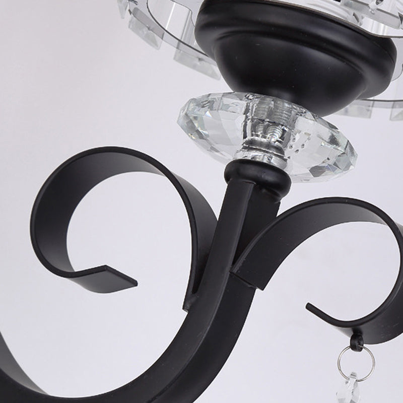 Crystal Geometric Shape Wall Light Modern Style 1/2 Light Wall Light Sconce in Black