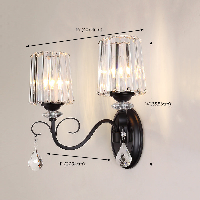 Crystal Geometric Shape Wall Light Modern Style 1/2 Light Wall Light Sconce in Black