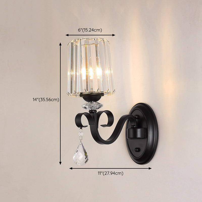 Crystal Geometric Shape Wall Light Modern Style 1/2 Light Wall Light Sconce in Black
