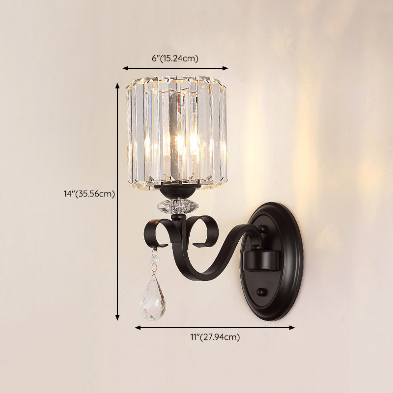 Crystal Geometric Shape Wall Light Modern Style 1/2 Light Wall Light Sconce in Black