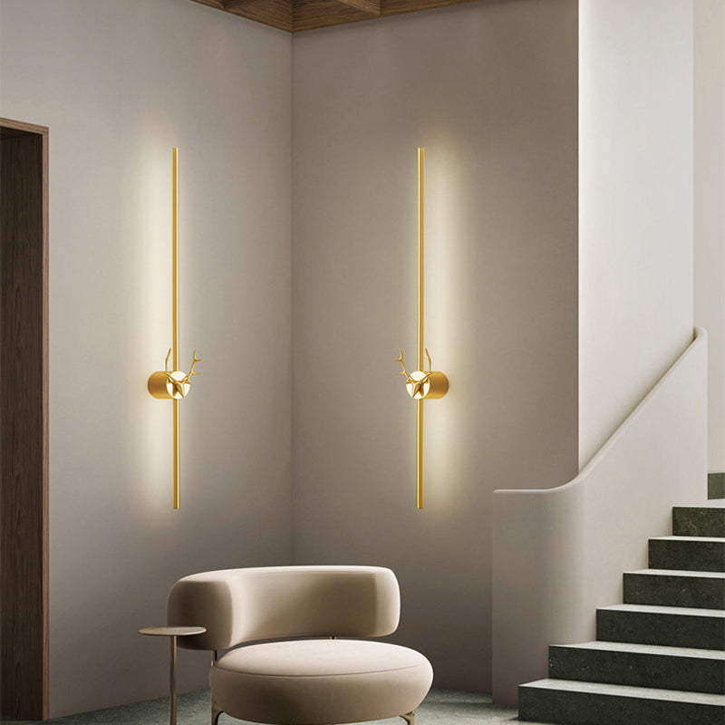 Minimalism Brass Wall Sconce Thin-Line Sconce Lighting for Living Room