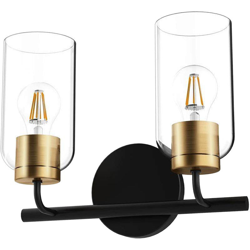 Cylinder Shade 1 / 2 - Light Bathroom Vanity Lighting in Black and Gold Bath Sconce