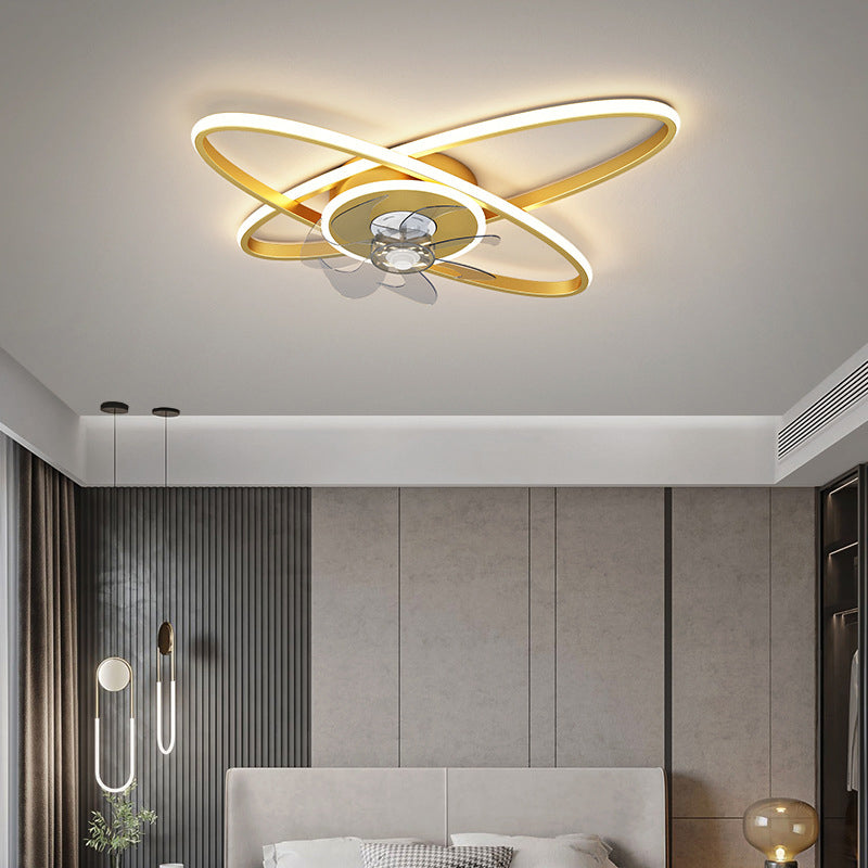 Oval 3 - Light LED Fan Light in Black / Gold Modern Ceiling Fan