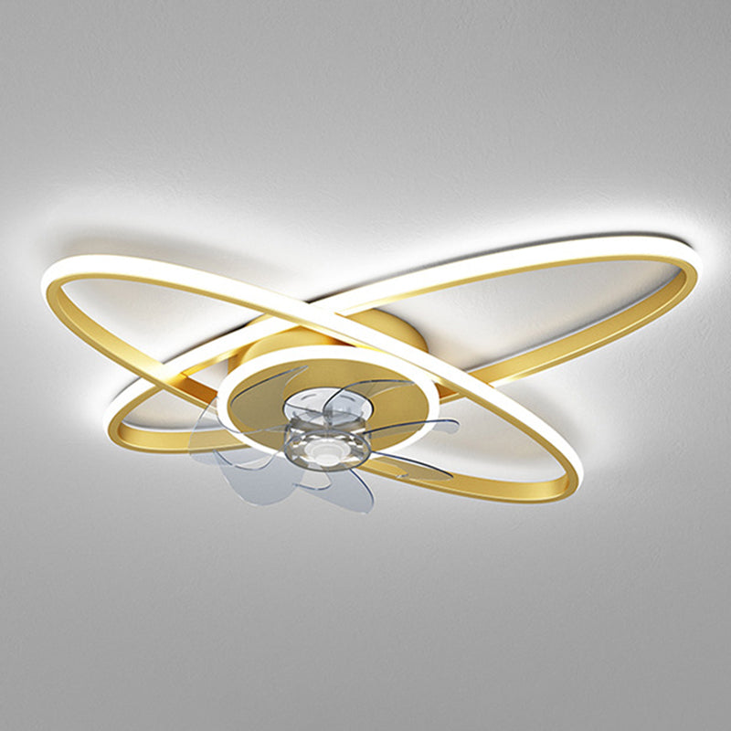 Oval 3 - Light LED Fan Light in Black / Gold Modern Ceiling Fan