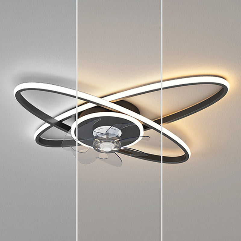 Oval 3 - Light LED Fan Light in Black / Gold Modern Ceiling Fan
