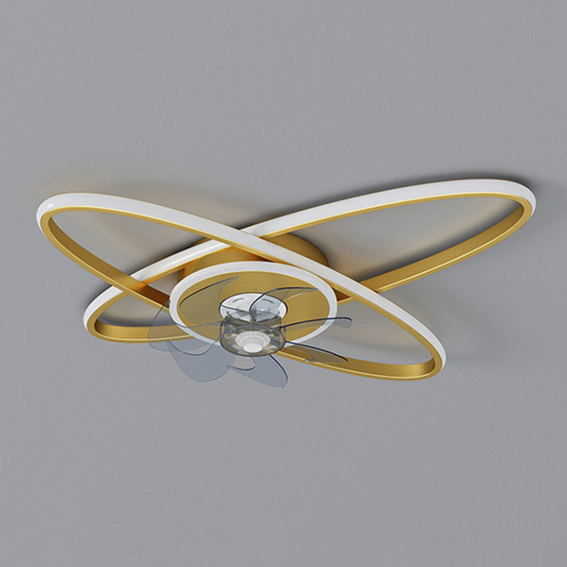 Oval 3 - Light LED Fan Light in Black / Gold Modern Ceiling Fan