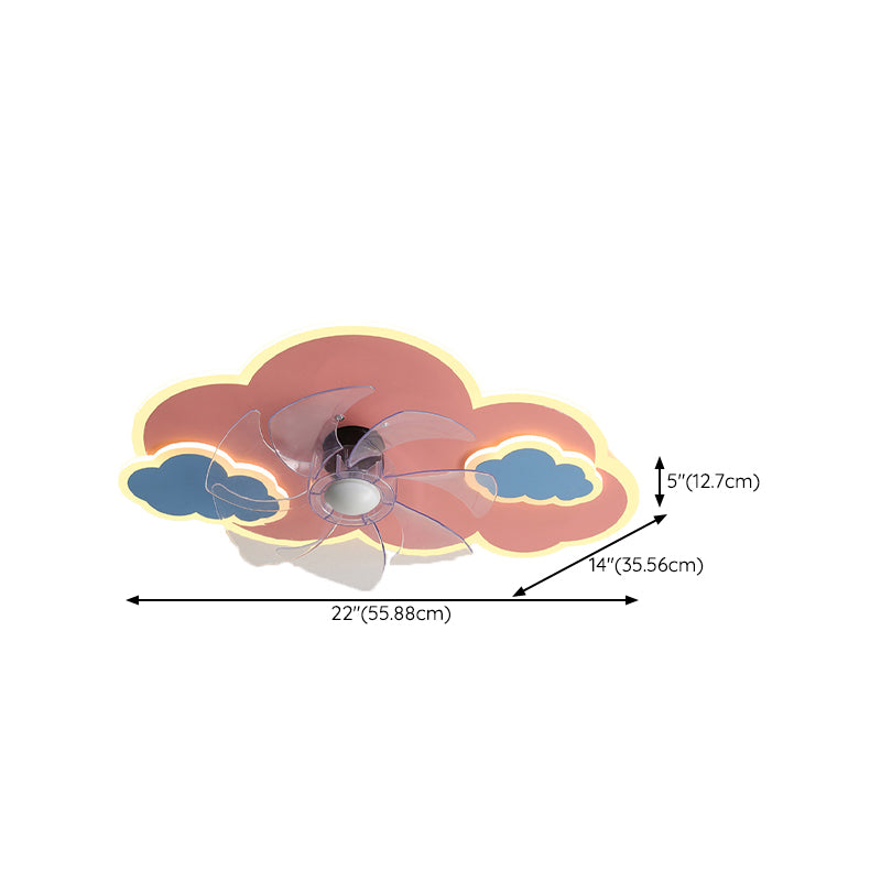 Pink / Blue Fan Mount Light Fixture Kids Style Ceiling Fan Lighting