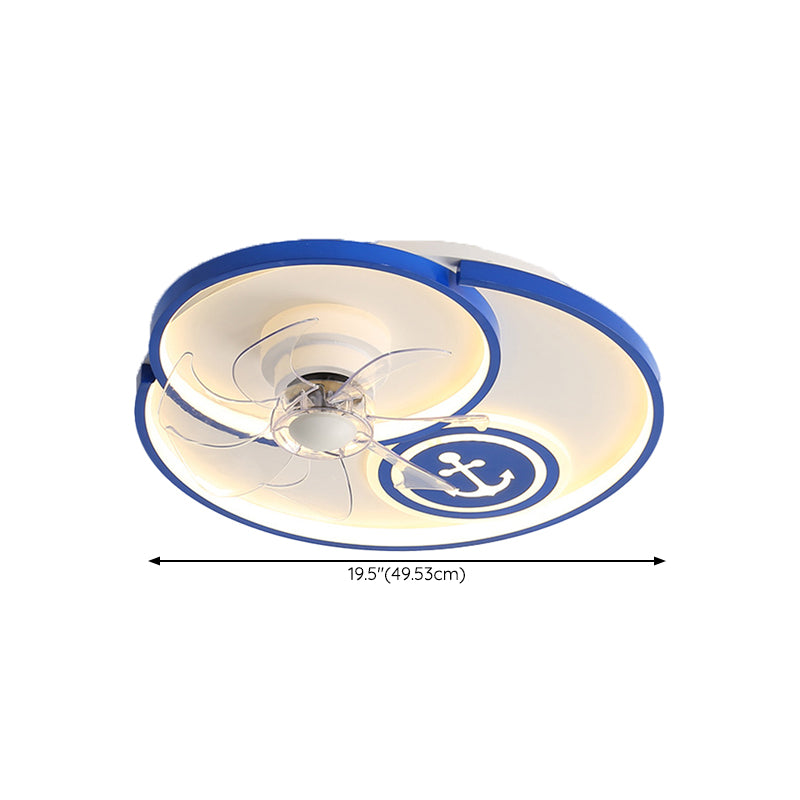 Pink / Blue Fan Mount Light Fixture Kids Style Ceiling Fan Lighting