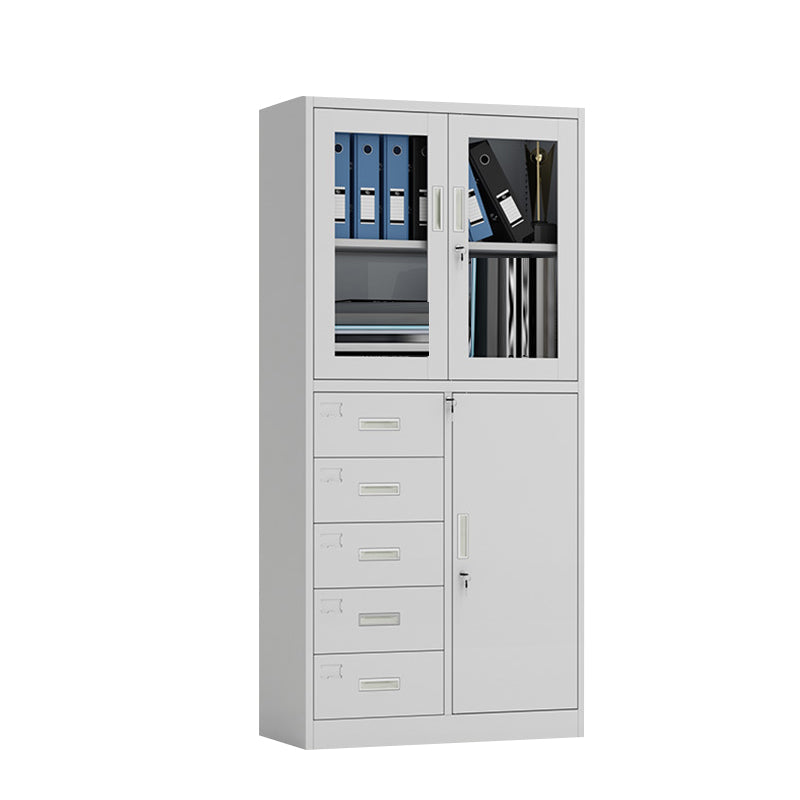 Contemporary Cabinet Glass Vertical Filing Cabinet with Storage Shelves