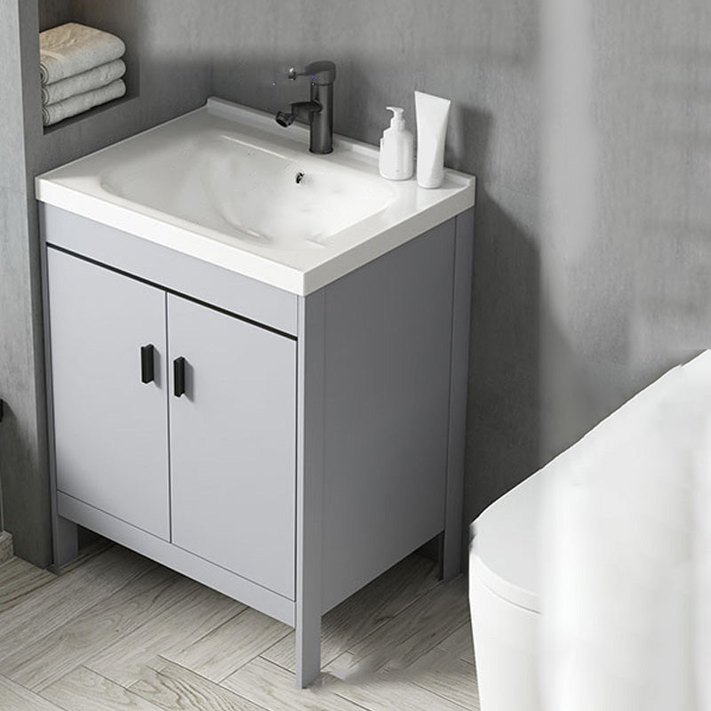 Contemporary Sink Vanity Freestanding Mirror Cabinet Open Console with Sink Set