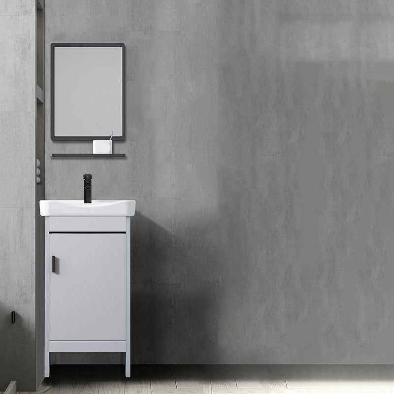 Contemporary Sink Vanity Freestanding Mirror Cabinet Open Console with Sink Set