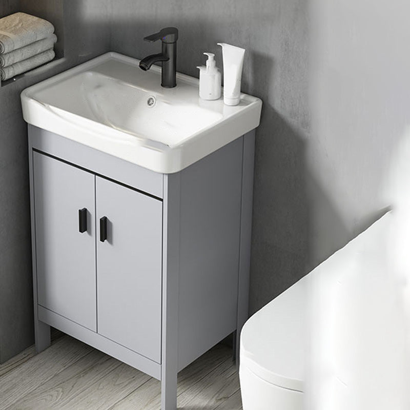 Contemporary Sink Vanity Freestanding Mirror Cabinet Open Console with Sink Set