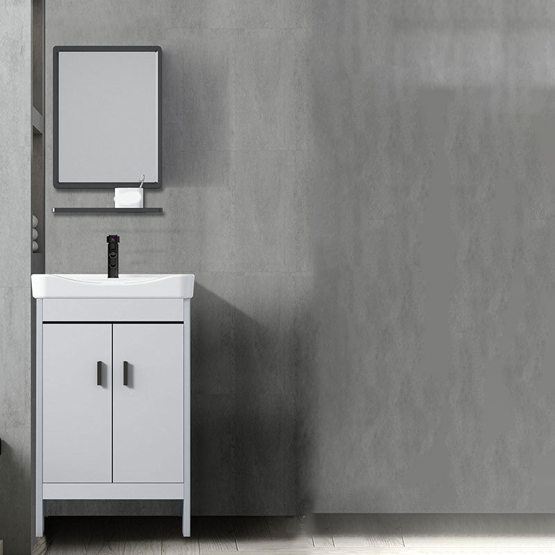 Contemporary Sink Vanity Freestanding Mirror Cabinet Open Console with Sink Set