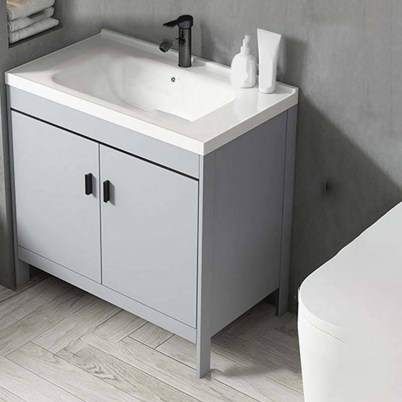 Contemporary Sink Vanity Freestanding Mirror Cabinet Open Console with Sink Set