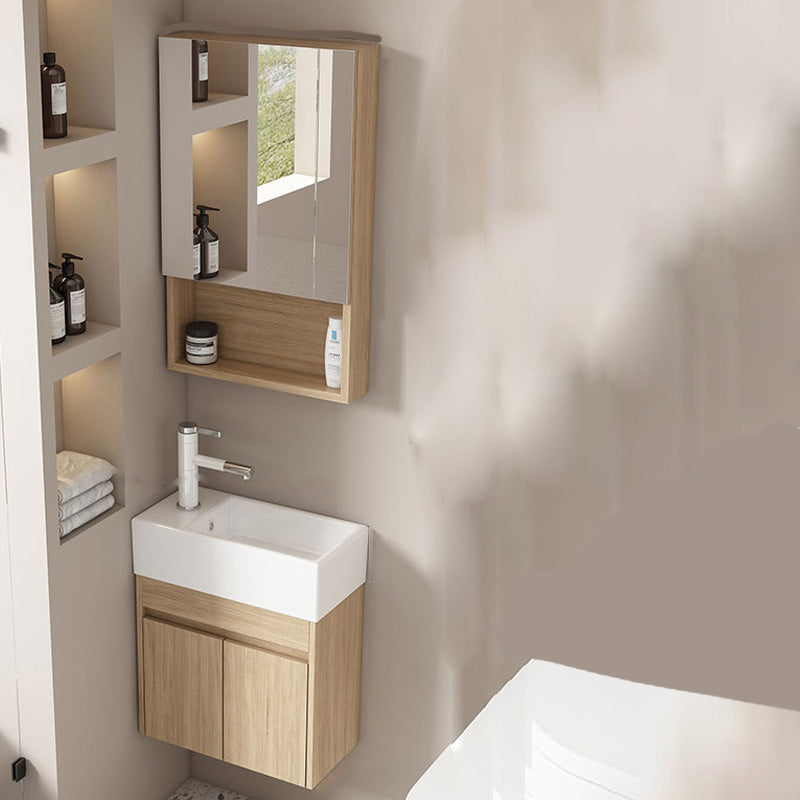 Basic Wooden Sink Vanity Wall-Mounted Vanity Cabinet with Mirror Cabinet