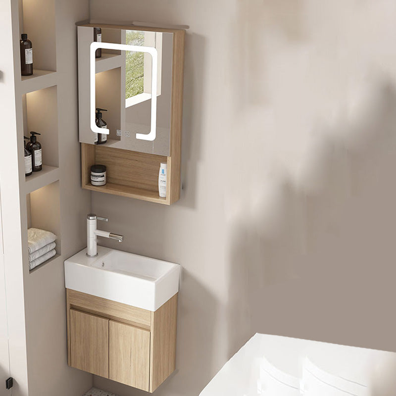 Basic Wooden Sink Vanity Wall-Mounted Vanity Cabinet with Mirror Cabinet