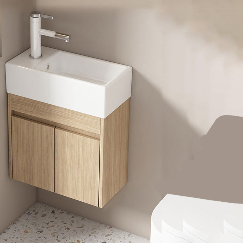 Basic Wooden Sink Vanity Wall-Mounted Vanity Cabinet with Mirror Cabinet