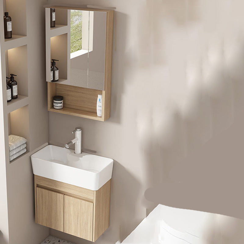 Basic Wooden Sink Vanity Wall-Mounted Vanity Cabinet with Mirror Cabinet