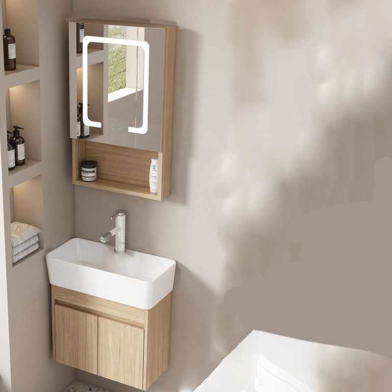 Basic Wooden Sink Vanity Wall-Mounted Vanity Cabinet with Mirror Cabinet