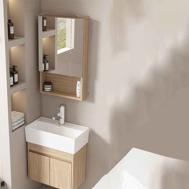 Basic Wooden Sink Vanity Wall-Mounted Vanity Cabinet with Mirror Cabinet