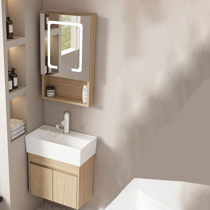 Basic Wooden Sink Vanity Wall-Mounted Vanity Cabinet with Mirror Cabinet