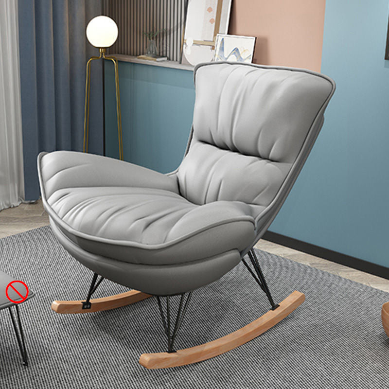 Contemporary Rocking Accent Chair Wingback Antique Finish Rocking Chair