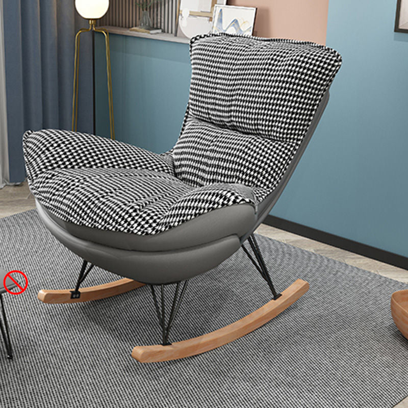 Contemporary Rocking Accent Chair Wingback Antique Finish Rocking Chair