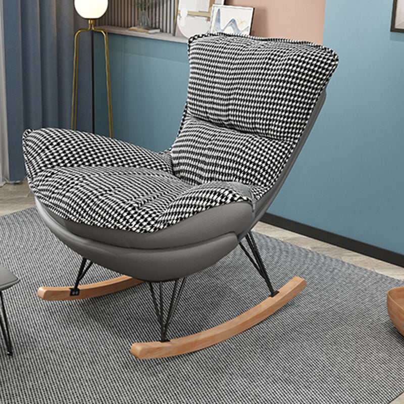 Contemporary Rocking Accent Chair Wingback Antique Finish Rocking Chair