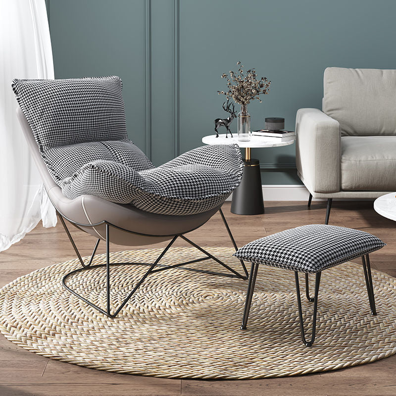 Balcony Recliner Lazy Rocking Chairs Fabric Soft Upholstered Sofa Chair