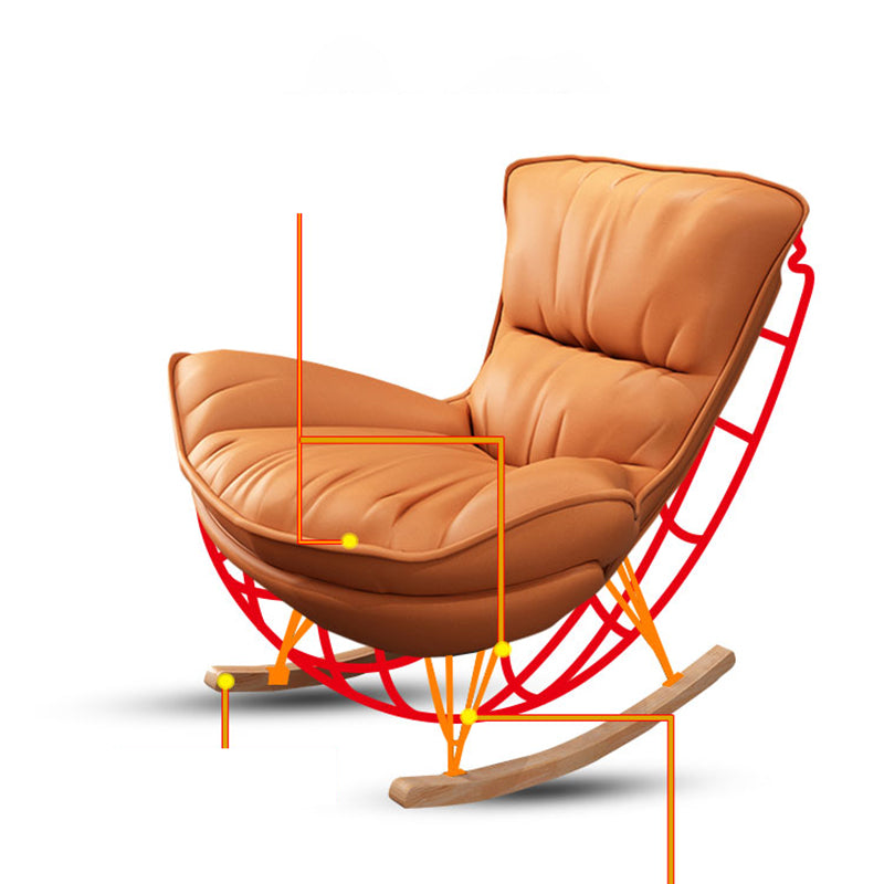 Modern Rocking Chair Pure Color Rocking Chair with Dark Legs Ottoman