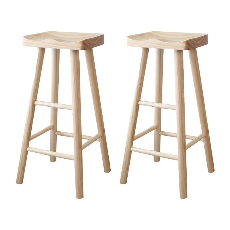 Industrial Backless Armless Counter Stool Pine Wood Bar Stool with Pedal for Milk Tea Shop