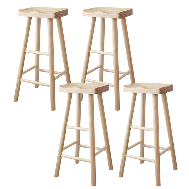 Industrial Backless Armless Counter Stool Pine Wood Bar Stool with Pedal for Milk Tea Shop