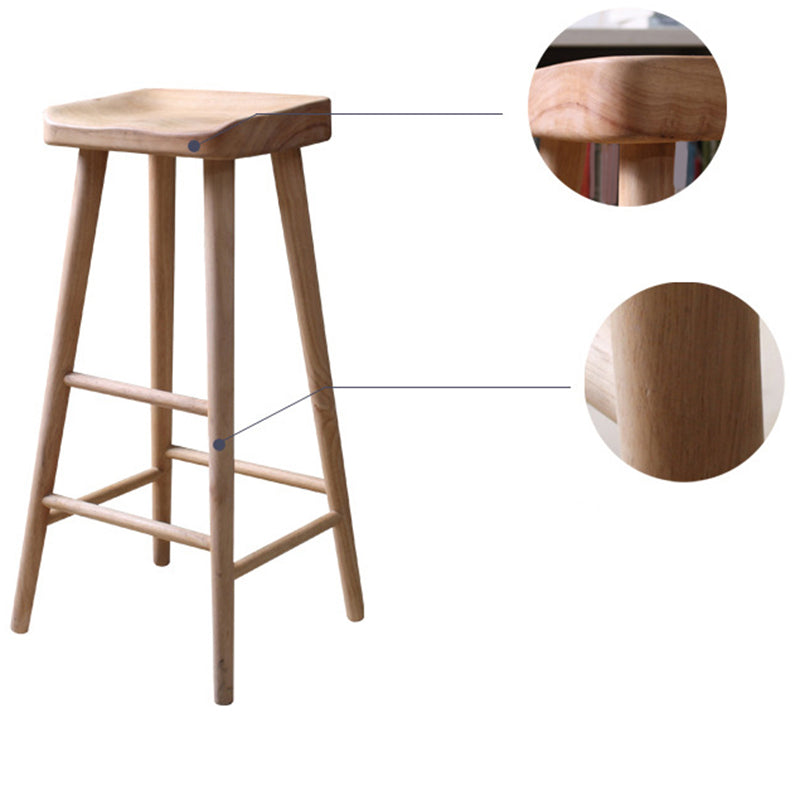 Industrial Backless Armless Counter Stool Pine Wood Bar Stool with Pedal for Milk Tea Shop