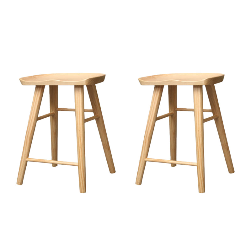 Industrial Armless Backless Counter Stool Wood Bar Stool with Pedal for Cafe