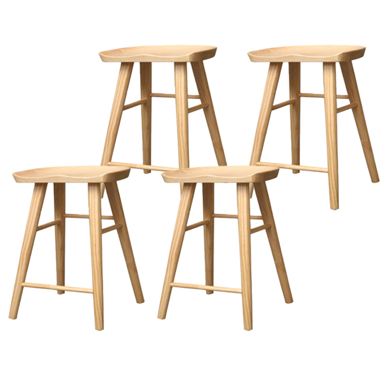 Industrial Armless Backless Counter Stool Wood Bar Stool with Pedal for Cafe