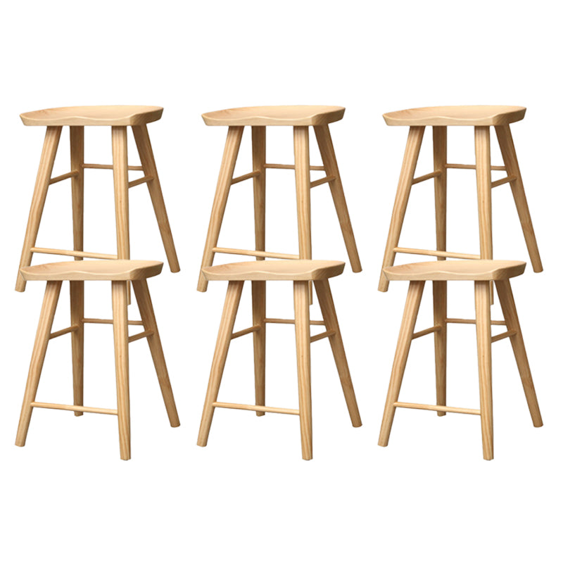 Industrial Armless Backless Counter Stool Wood Bar Stool with Pedal for Cafe