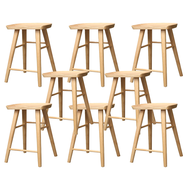 Industrial Armless Backless Counter Stool Wood Bar Stool with Pedal for Cafe