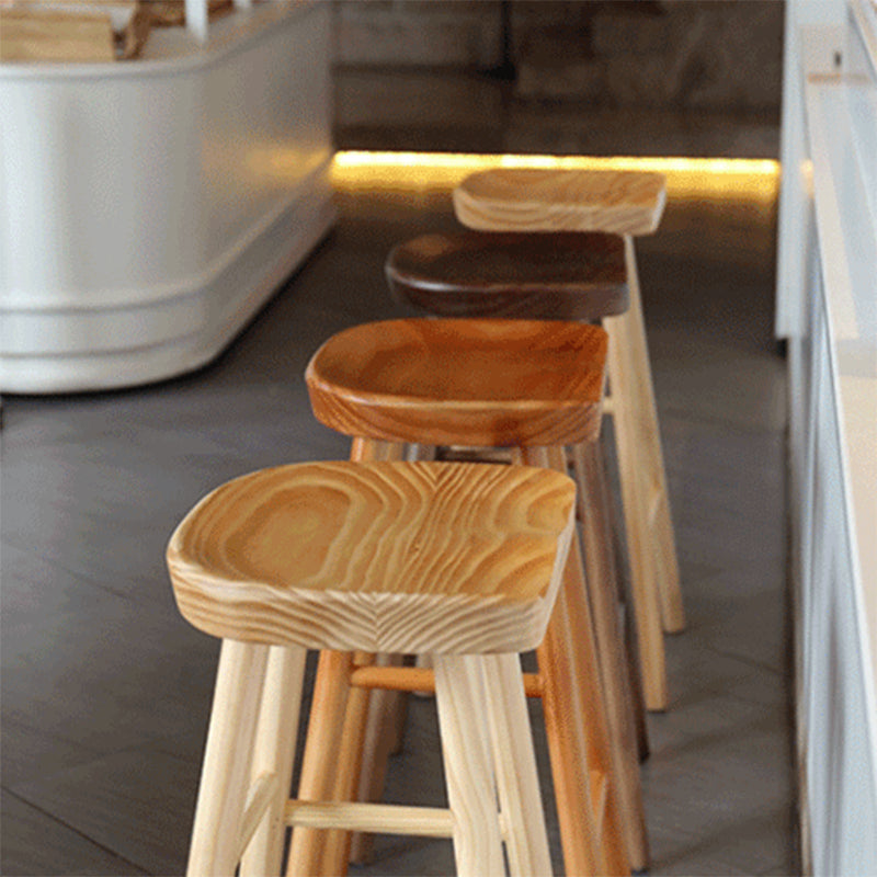 Industrial Armless Backless Counter Stool Wood Bar Stool with Pedal for Cafe