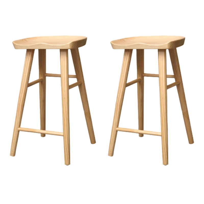Industrial Armless Backless Counter Stool Wood Bar Stool with Pedal for Cafe