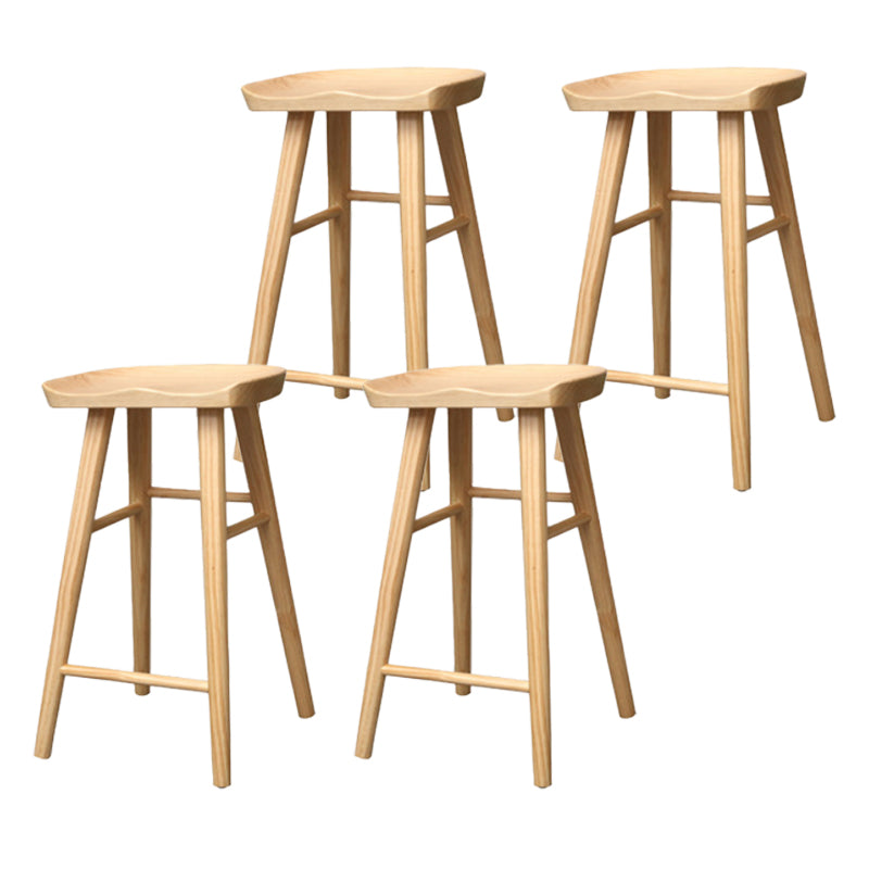 Industrial Armless Backless Counter Stool Wood Bar Stool with Pedal for Cafe