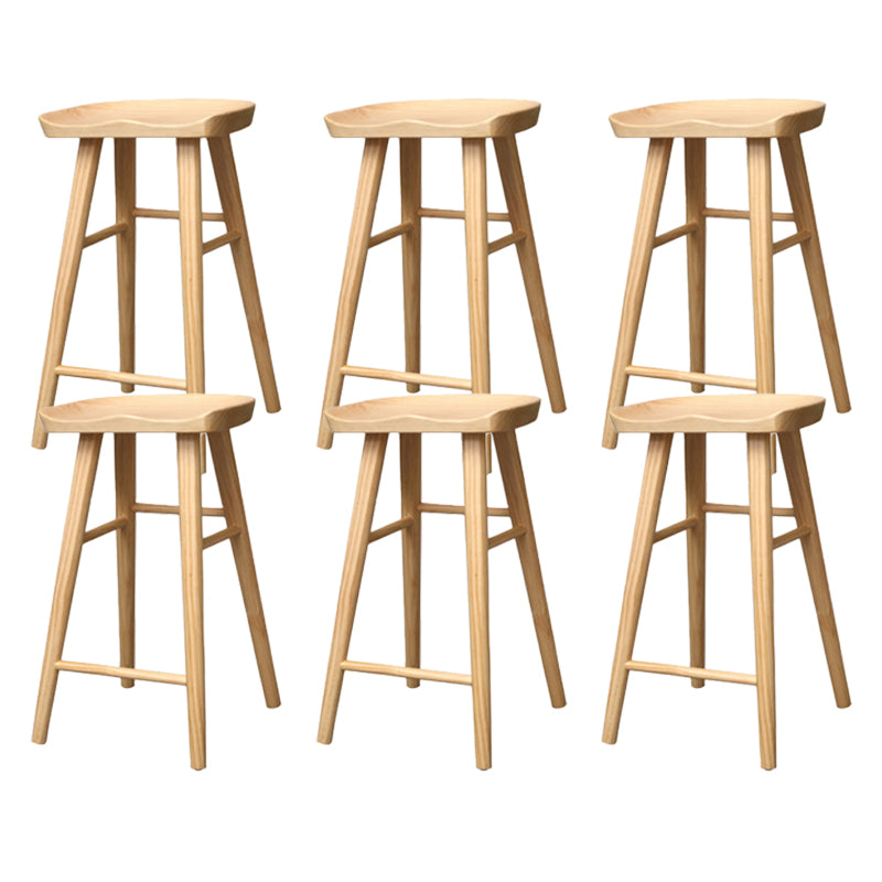 Industrial Armless Backless Counter Stool Wood Bar Stool with Pedal for Cafe