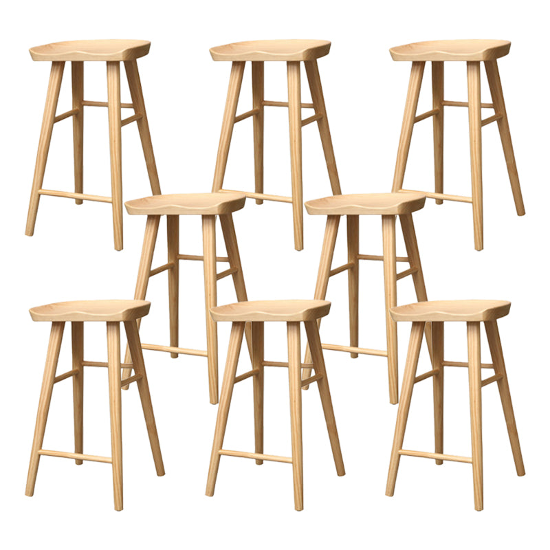 Industrial Armless Backless Counter Stool Wood Bar Stool with Pedal for Cafe
