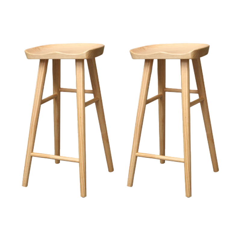 Industrial Armless Backless Counter Stool Wood Bar Stool with Pedal for Cafe