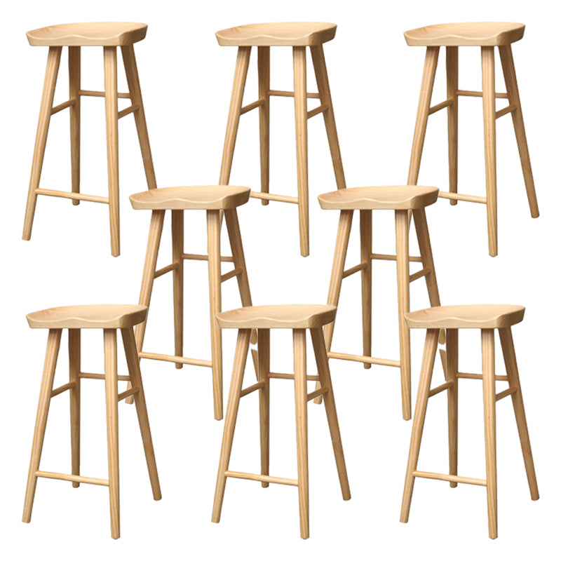 Industrial Armless Backless Counter Stool Wood Bar Stool with Pedal for Cafe