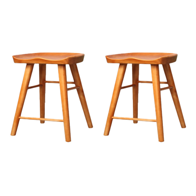 Industrial Armless Backless Counter Stool Wood Bar Stool with Pedal for Cafe