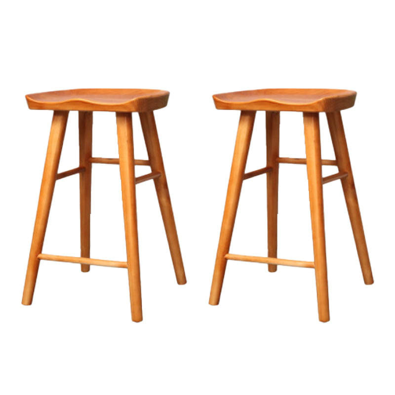 Industrial Armless Backless Counter Stool Wood Bar Stool with Pedal for Cafe